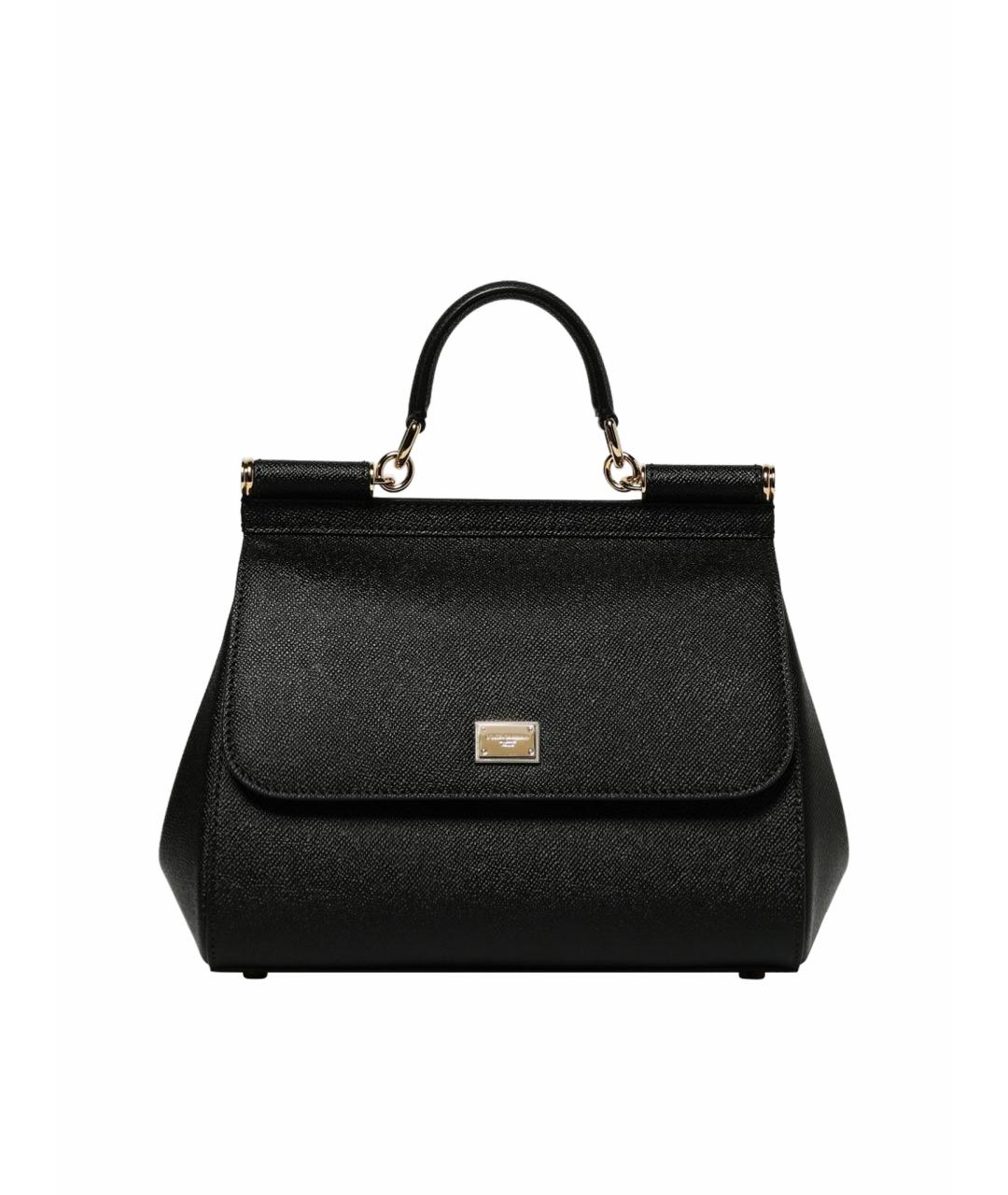 DOLCE&GABBANA Черная кожаная сумка с короткими ручками, фото 1
