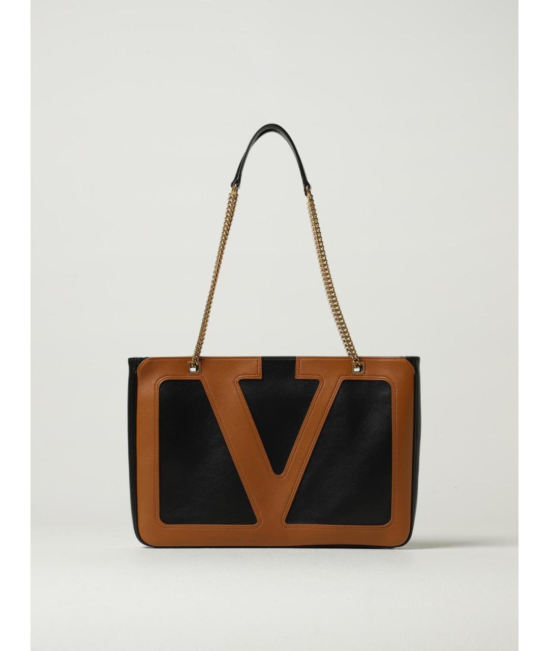 VALENTINO Черная кожаная сумка тоут, фото 6