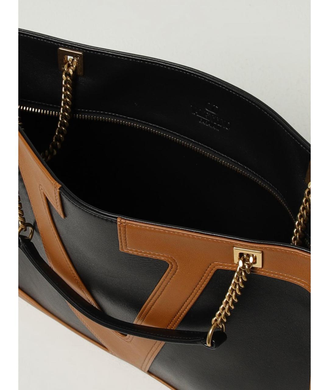 VALENTINO Черная кожаная сумка тоут, фото 5