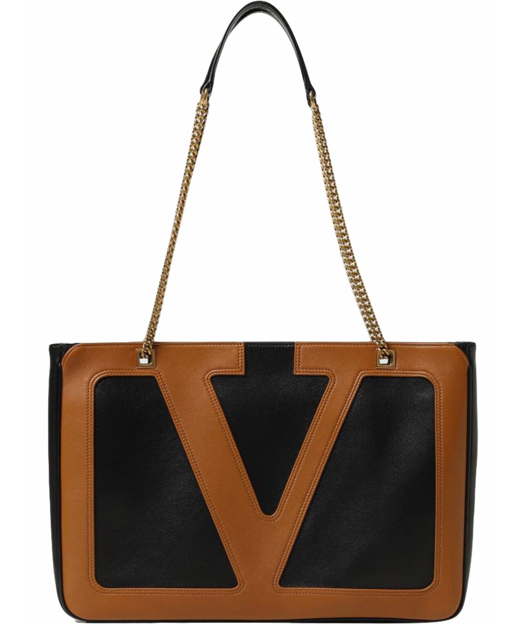VALENTINO Черная кожаная сумка тоут, фото 1