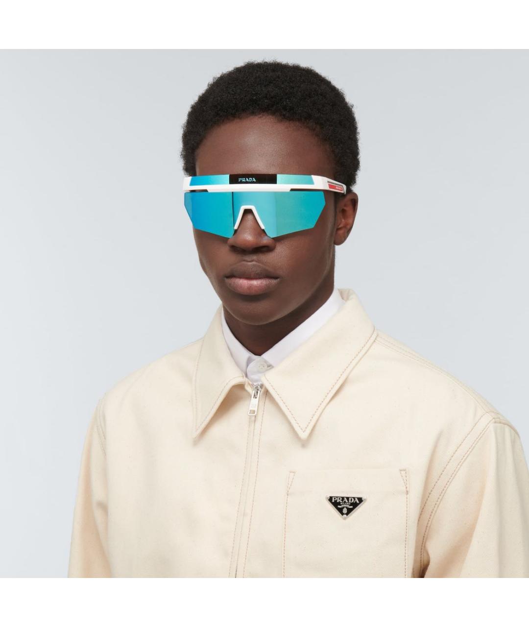 PRADA Бирюзовые пластиковые солнцезащитные очки, фото 5