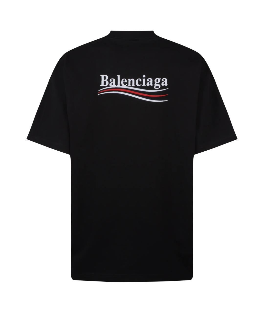 BALENCIAGA Черная хлопковая футболка, фото 2
