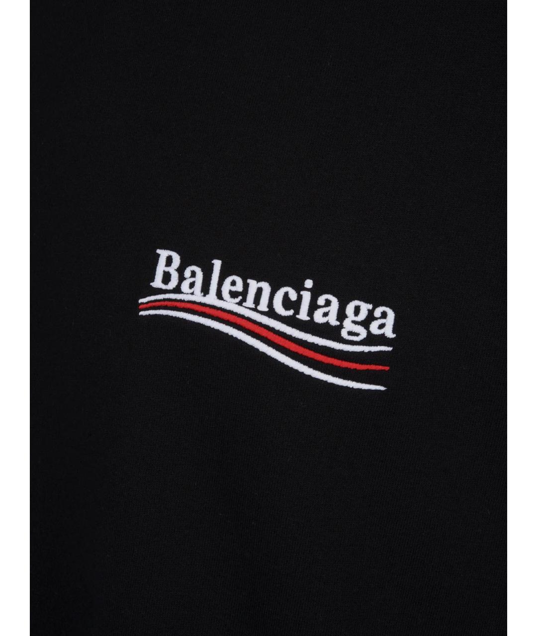 BALENCIAGA Черная хлопковая футболка, фото 3