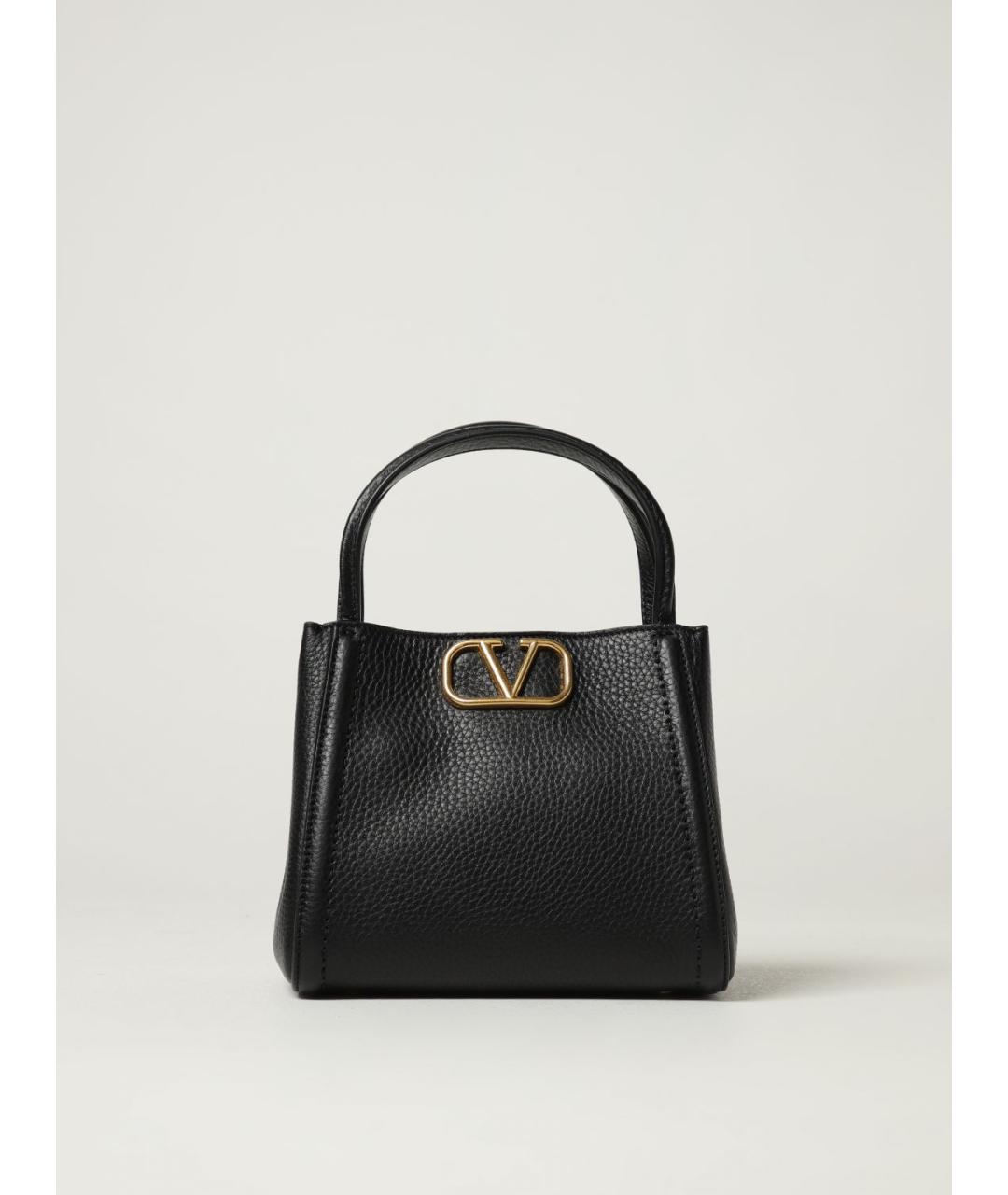 VALENTINO Черная кожаная сумка тоут, фото 7