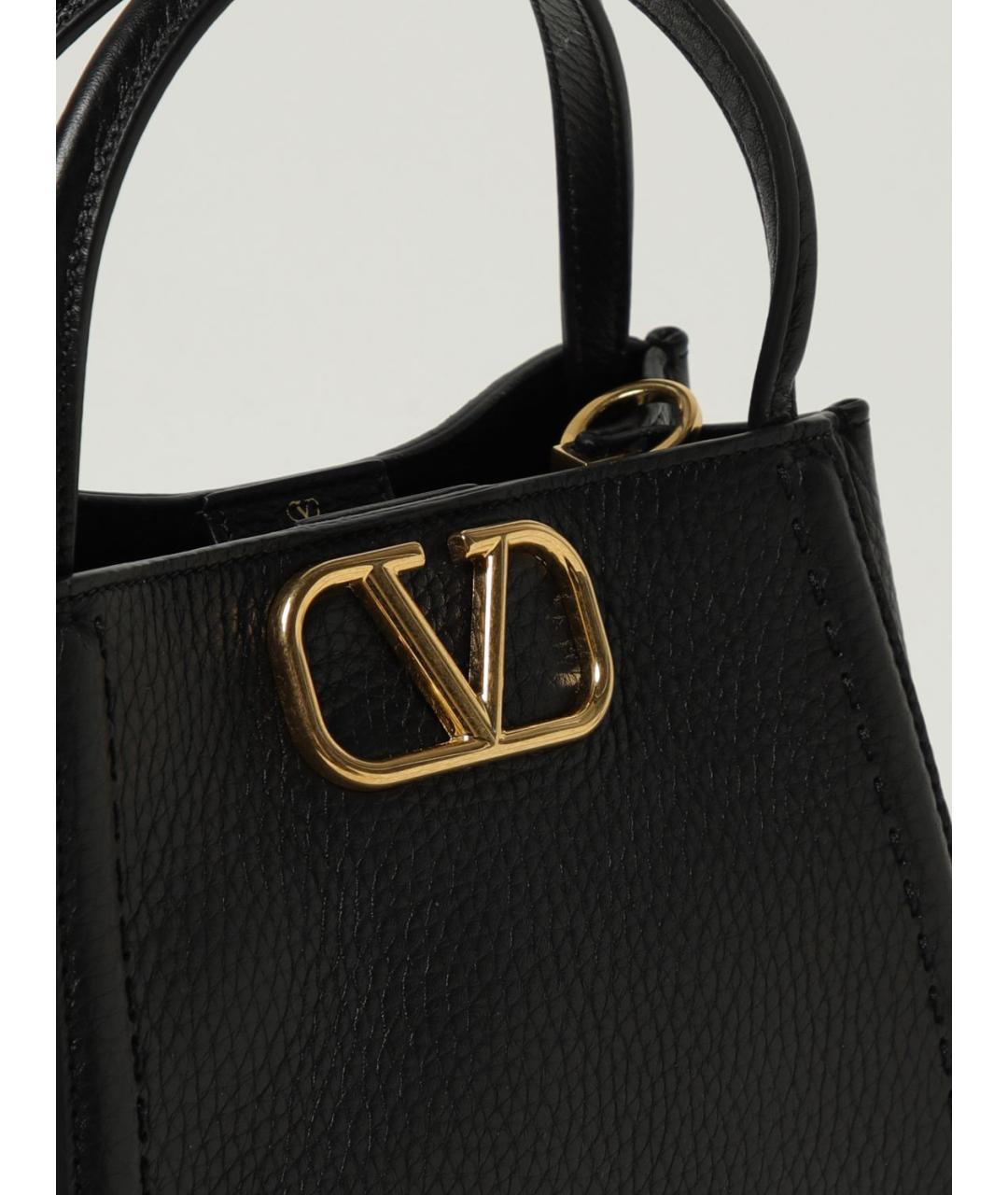VALENTINO Черная кожаная сумка тоут, фото 5