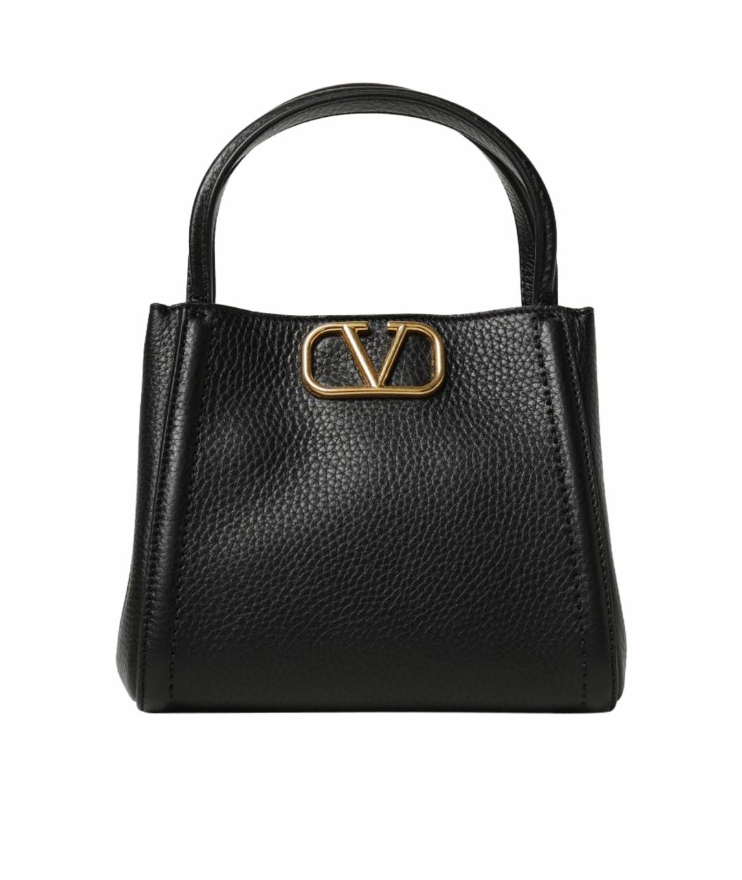 VALENTINO Черная кожаная сумка тоут, фото 1