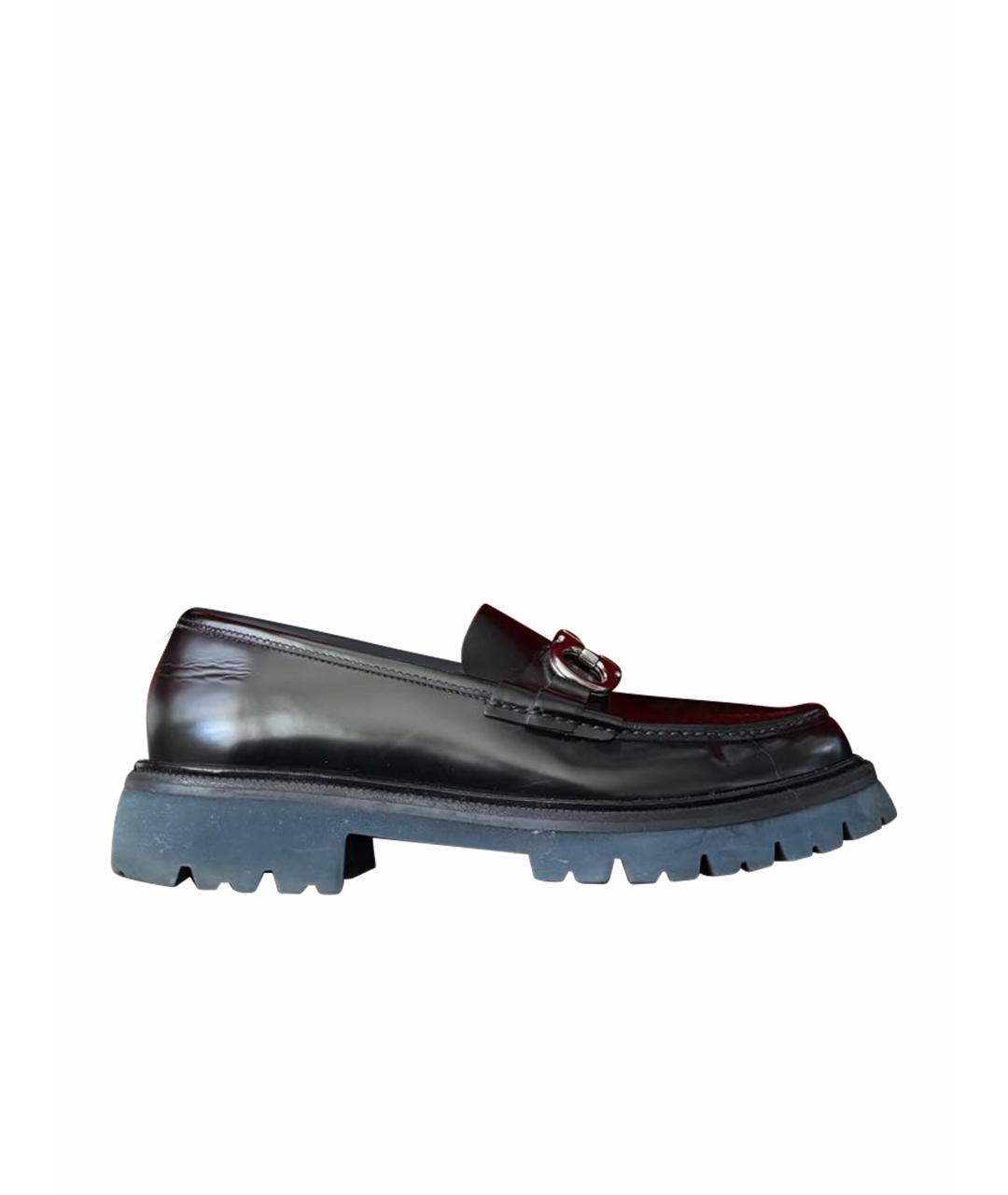 FERRAGAMO Черные кожаные лоферы, фото 1