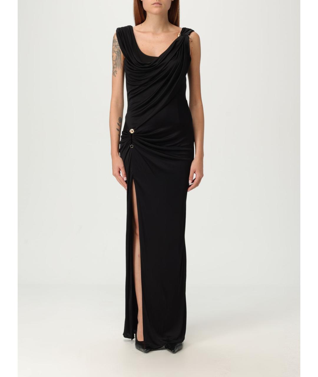 VERSACE Черное вискозное платье, фото 2