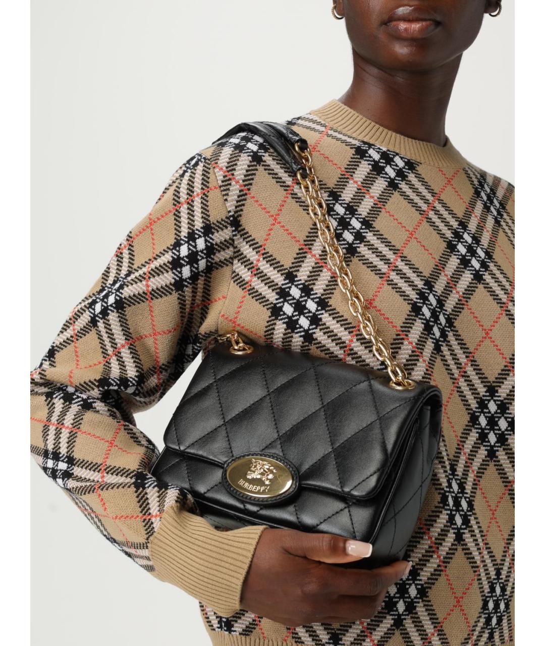 BURBERRY Черная кожаная сумка через плечо, фото 2