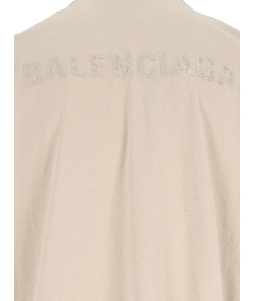 BALENCIAGA Бежевая хлопковая футболка, фото 3