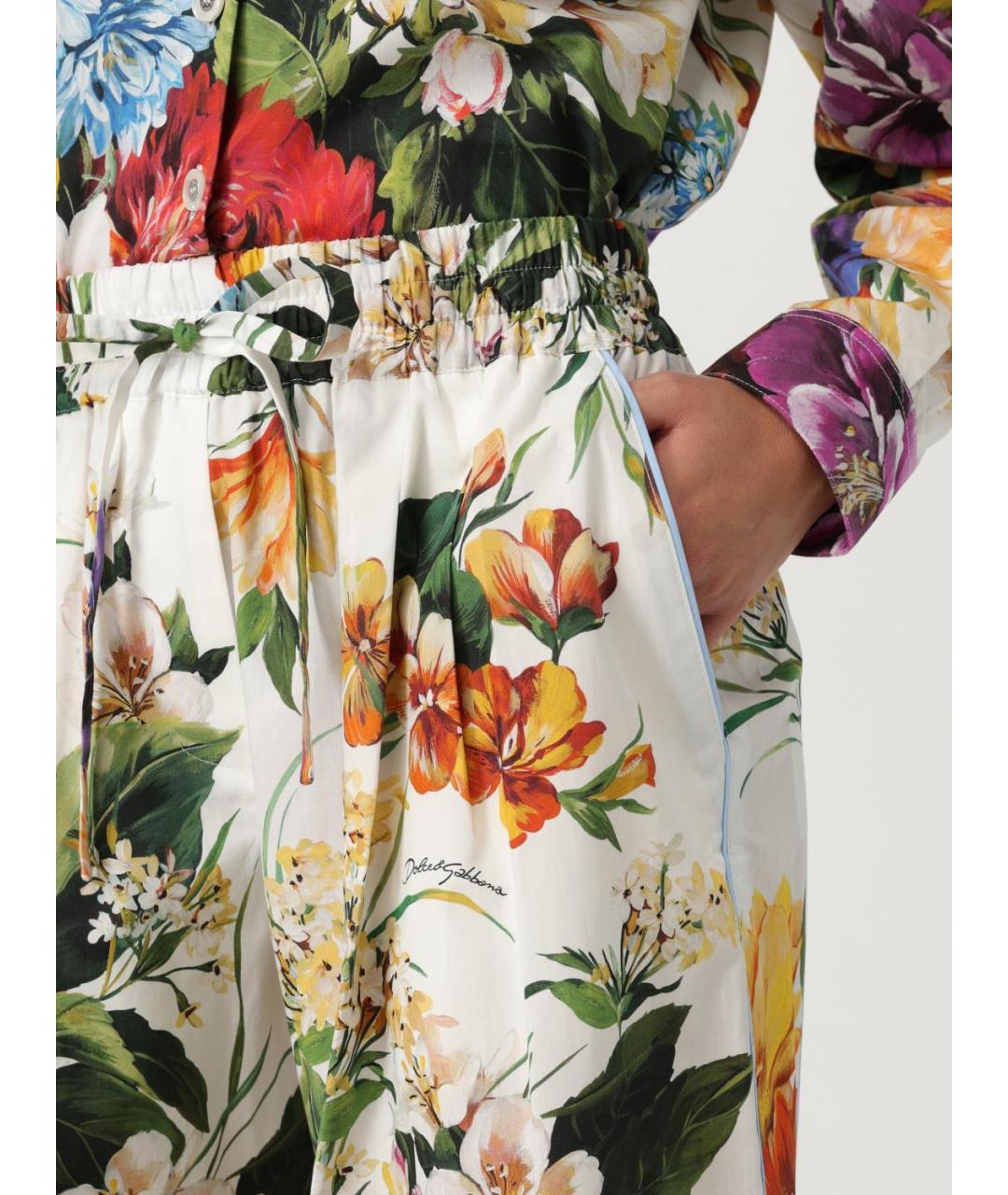 DOLCE&GABBANA Мульти хлопковые прямые брюки, фото 6