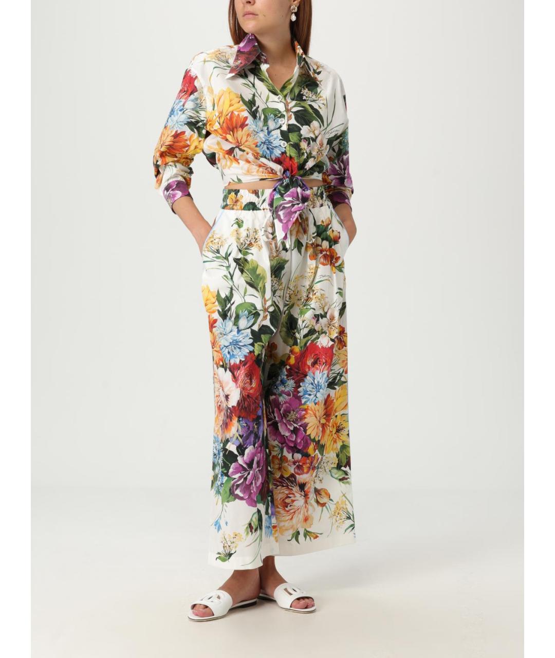 DOLCE&GABBANA Мульти хлопковые прямые брюки, фото 3