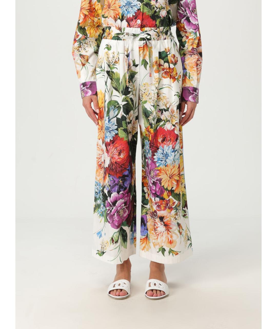 DOLCE&GABBANA Мульти хлопковые прямые брюки, фото 2