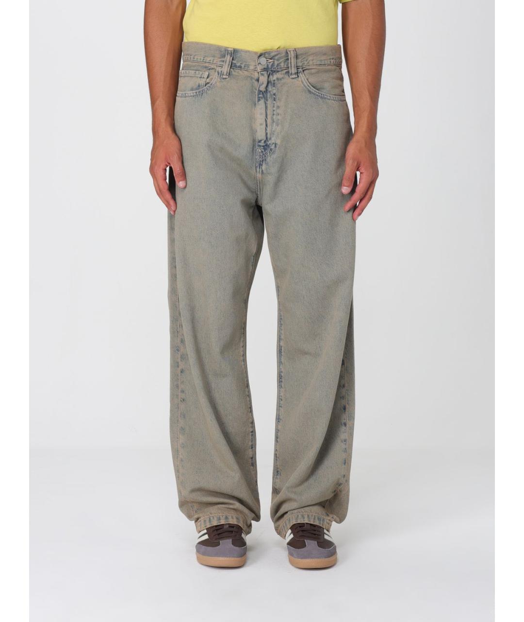 CARHARTT WIP Зеленые хлопковые прямые джинсы, фото 2