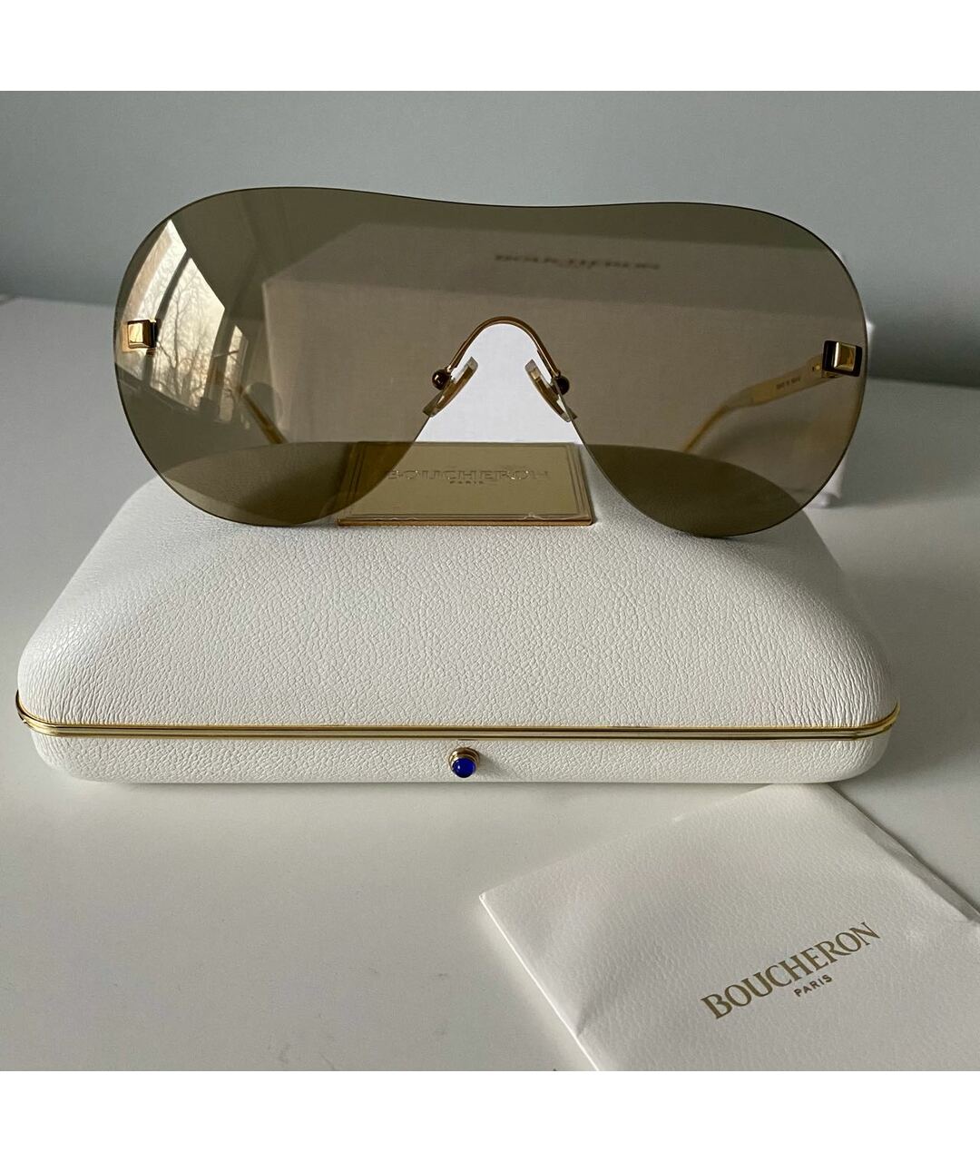 BOUCHERON Коричневые металлические солнцезащитные очки, фото 4