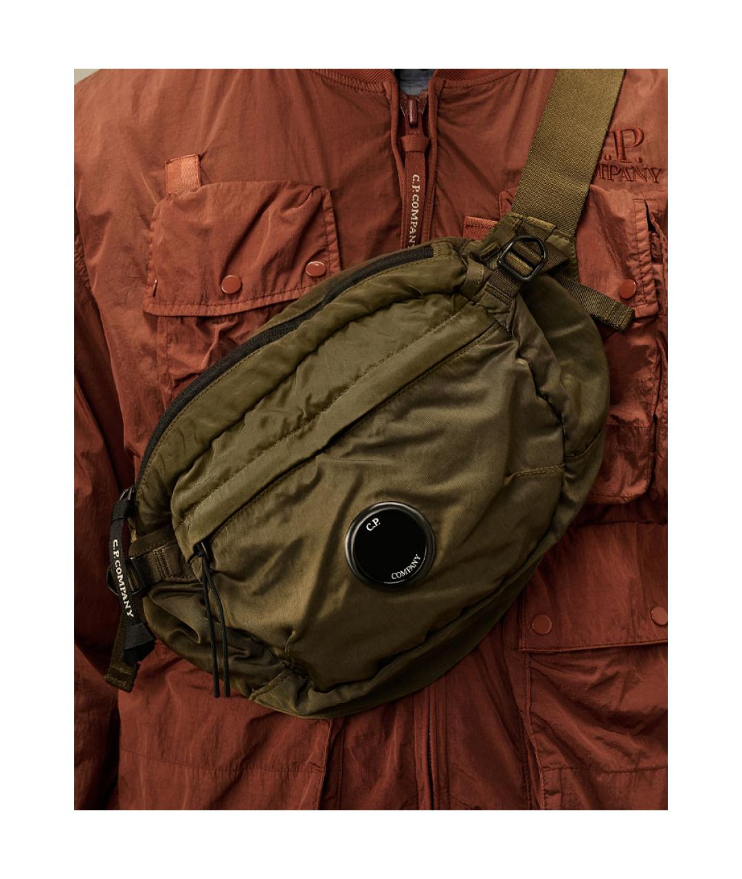 CP COMPANY Зеленая синтетическая сумка на плечо, фото 4