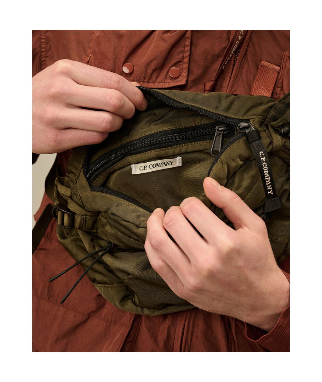 CP COMPANY Зеленая синтетическая сумка на плечо, фото 5