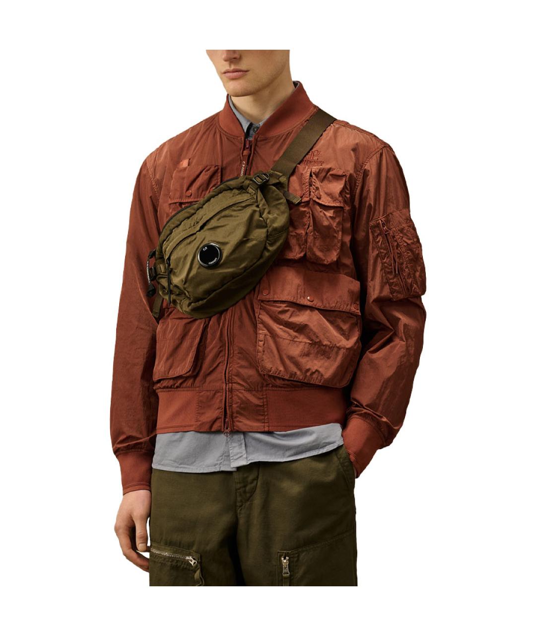 CP COMPANY Зеленая синтетическая сумка на плечо, фото 6