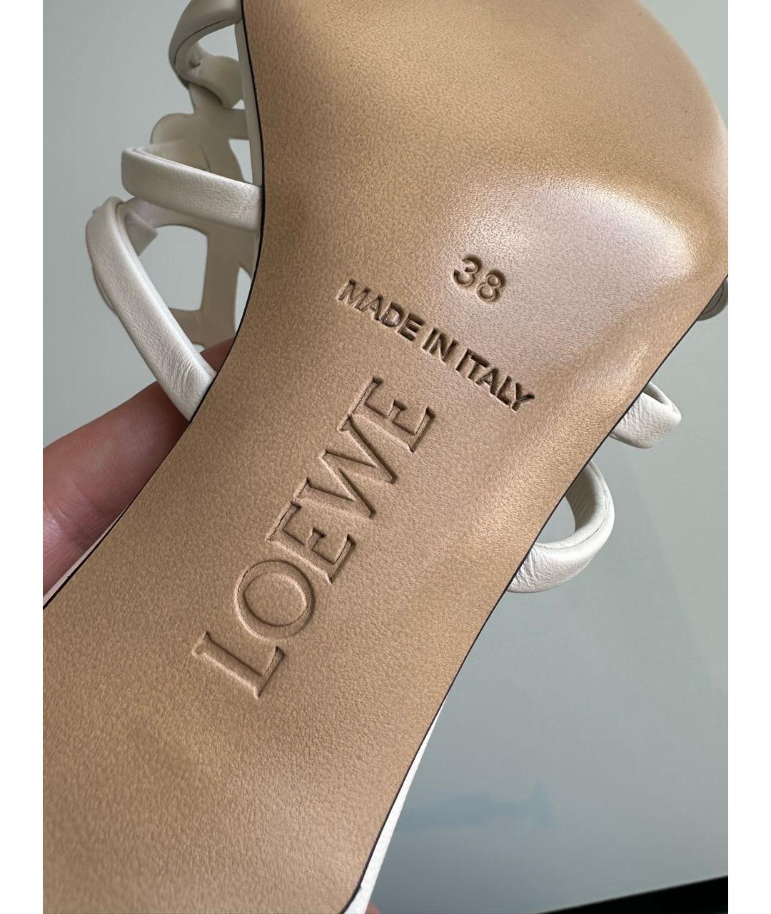 LOEWE Белые кожаные сандалии, фото 6