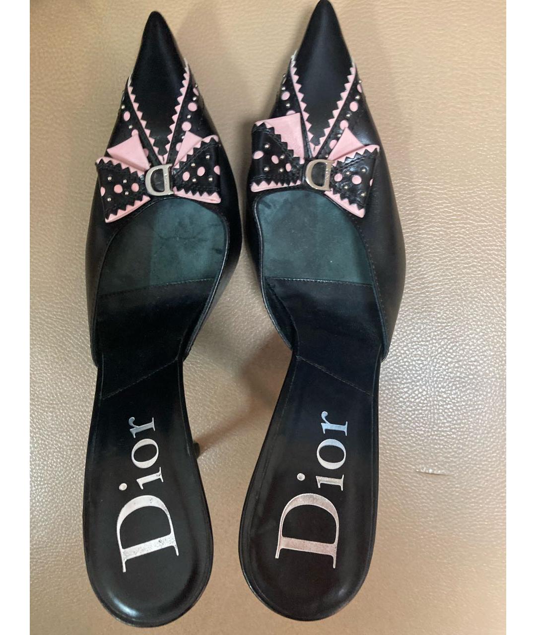 CHRISTIAN DIOR Черные кожаные мюли, фото 4