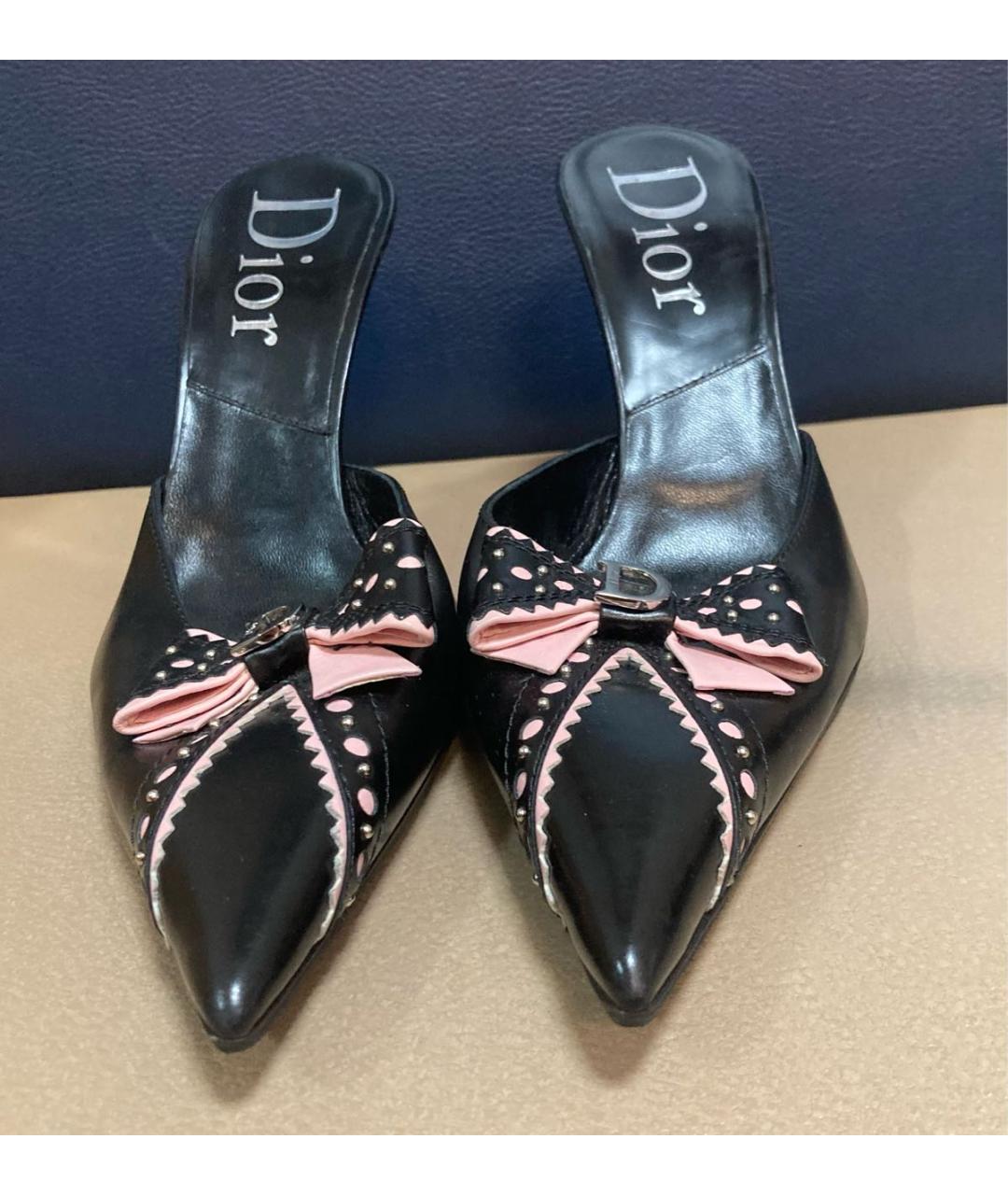 CHRISTIAN DIOR Черные кожаные мюли, фото 3