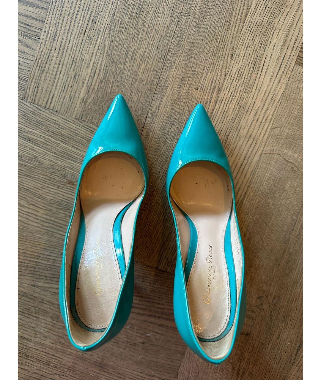 GIANVITO ROSSI Бирюзовые кожаные туфли, фото 2