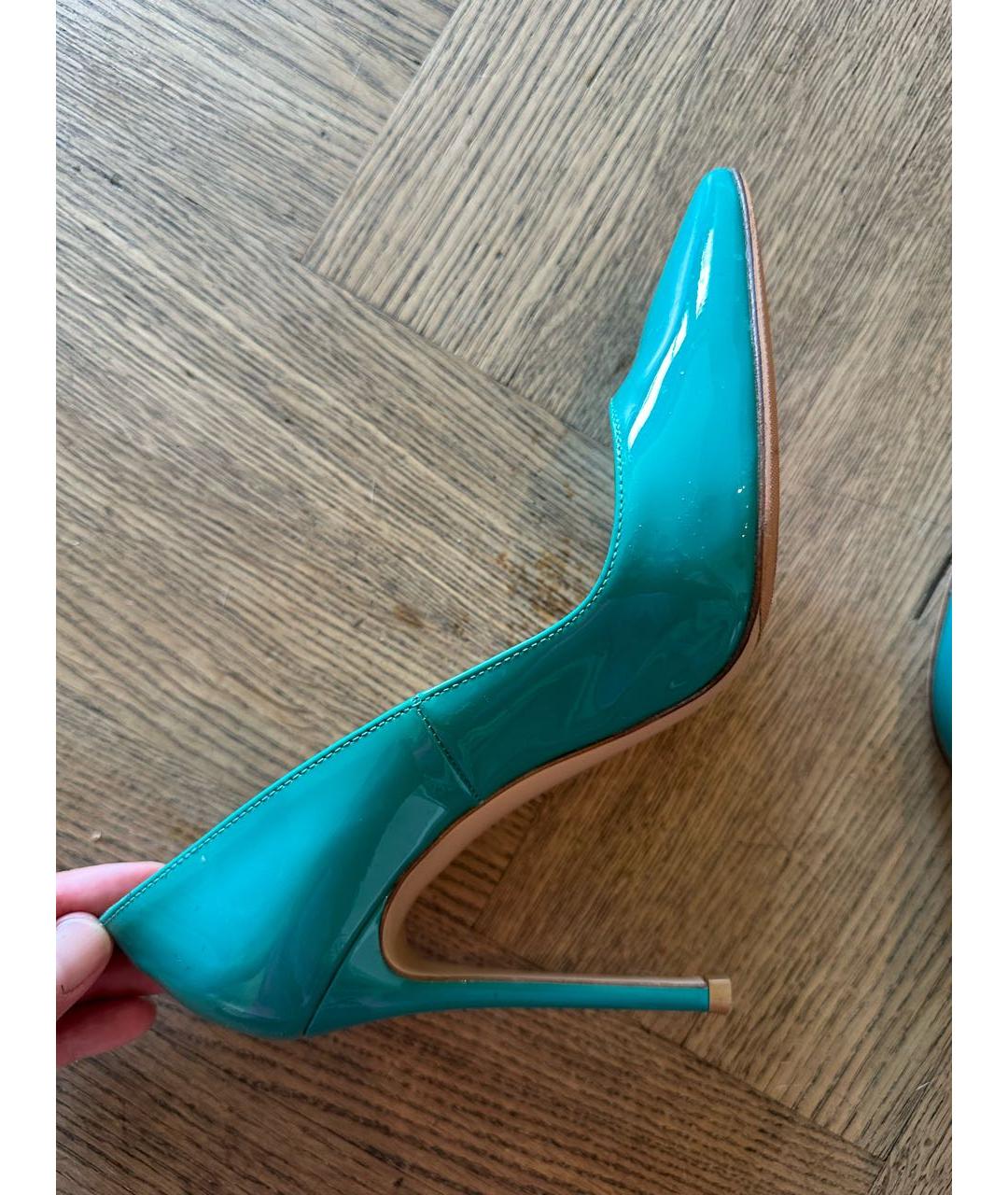 GIANVITO ROSSI Бирюзовые кожаные туфли, фото 3