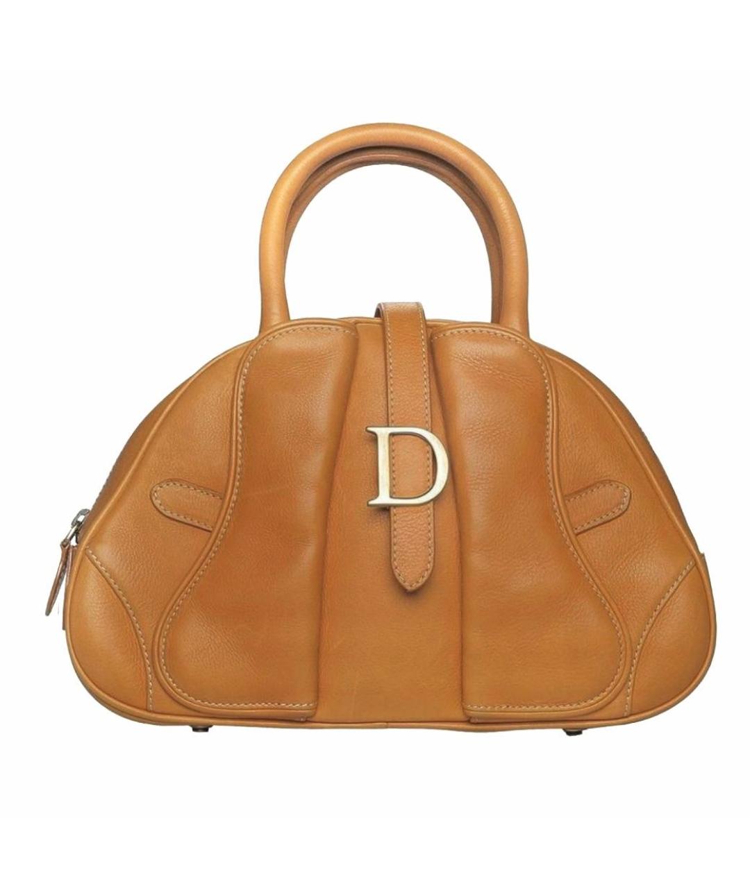 CHRISTIAN DIOR Коричневая кожаная сумка с короткими ручками, фото 1