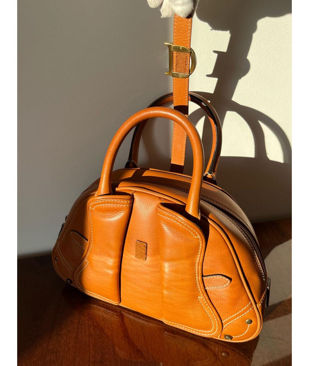 CHRISTIAN DIOR Коричневая кожаная сумка с короткими ручками, фото 8