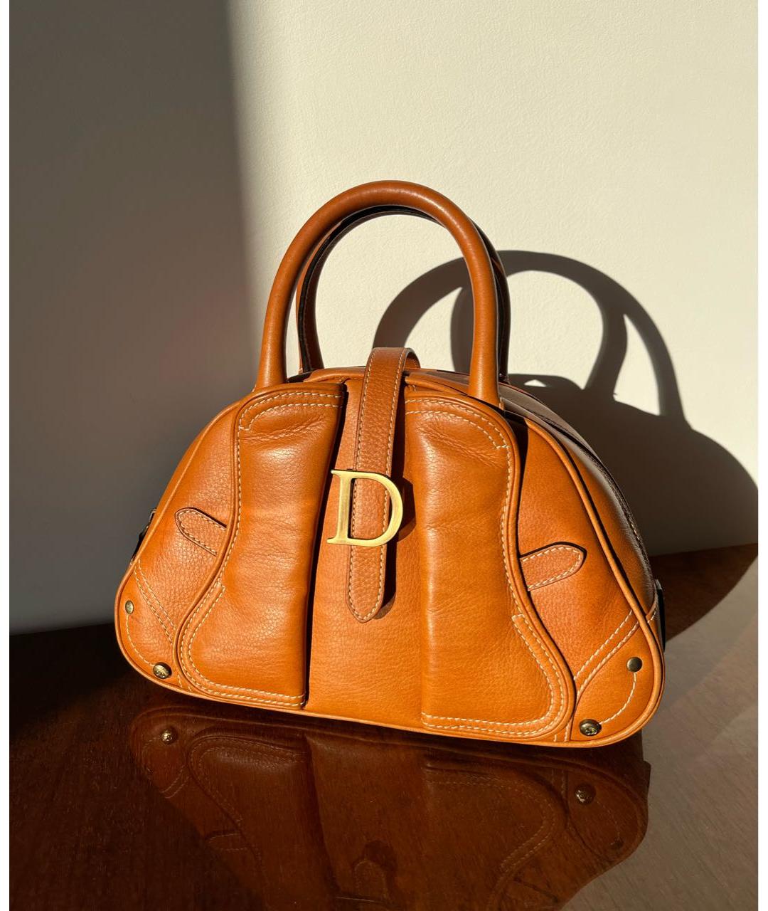 CHRISTIAN DIOR Коричневая кожаная сумка с короткими ручками, фото 2