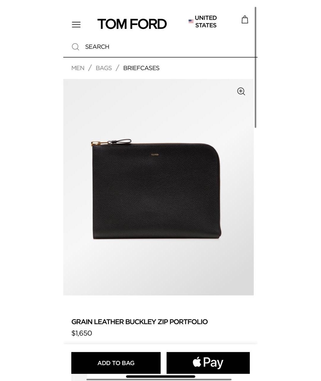 TOM FORD Черная кожаная папка для документов, фото 5