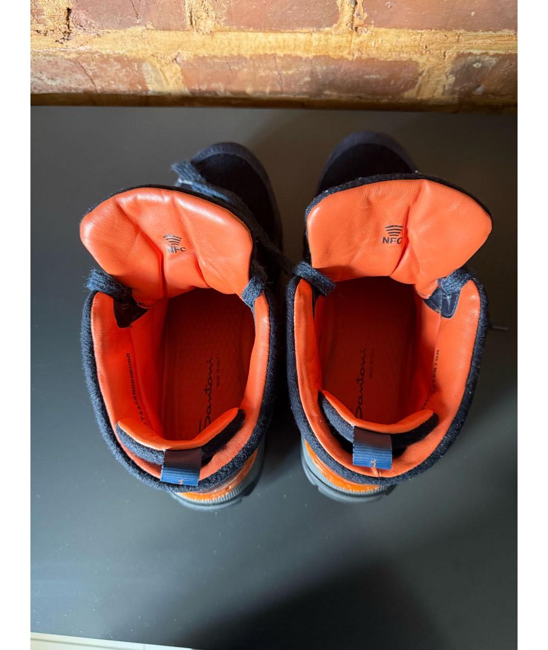 SANTONI Синие замшевые высокие кроссовки / кеды, фото 4
