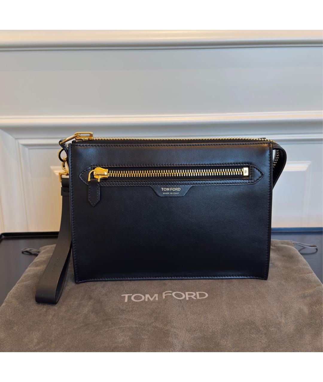 TOM FORD Черная кожаная барсетка, фото 8