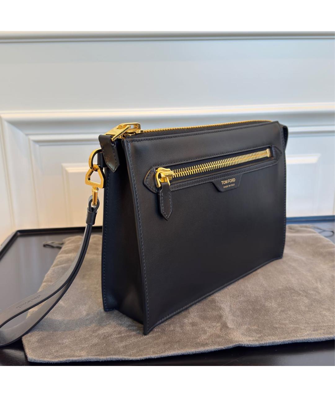 TOM FORD Черная кожаная барсетка, фото 4