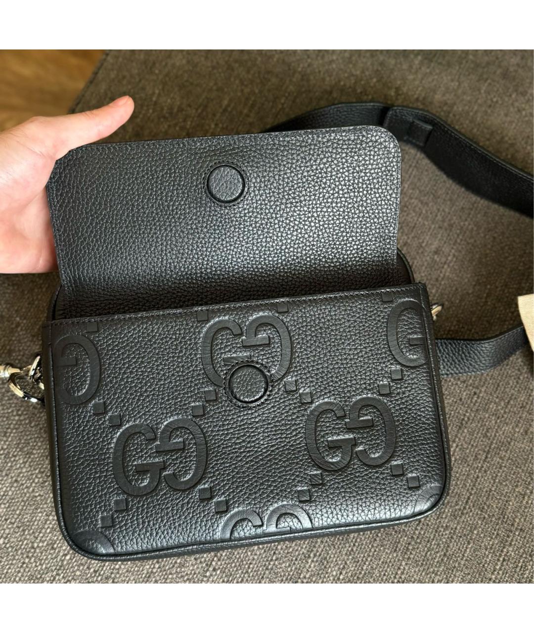 GUCCI Черная кожаная сумка на плечо, фото 2