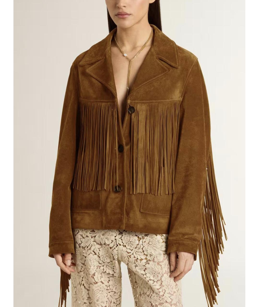 GOLDEN GOOSE DELUXE BRAND Коричневая замшевая куртка, фото 2