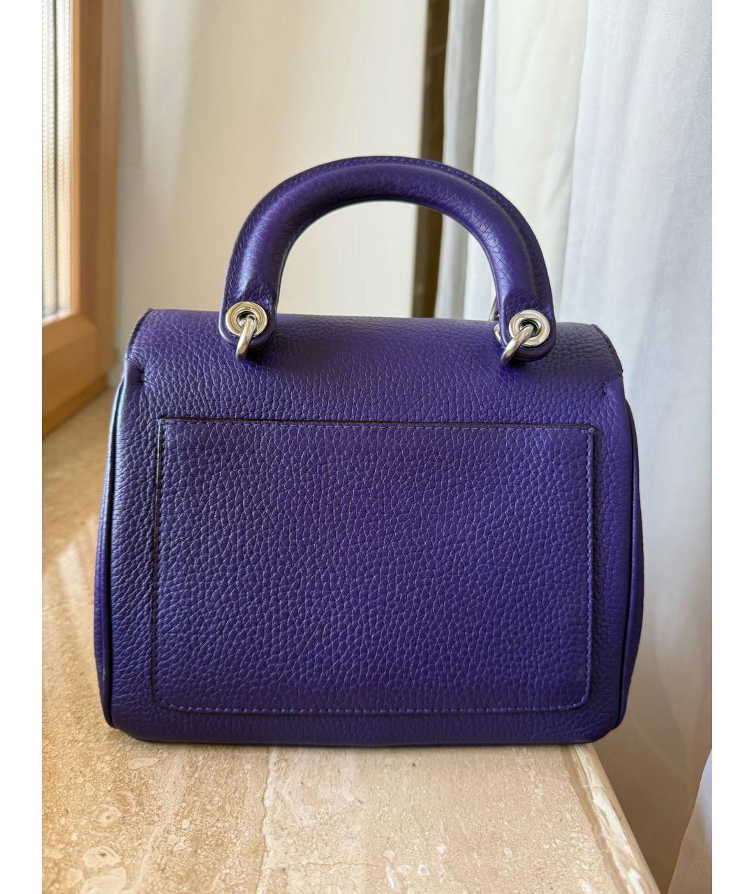 CHRISTIAN DIOR Фиолетовая кожаная сумка с короткими ручками, фото 3