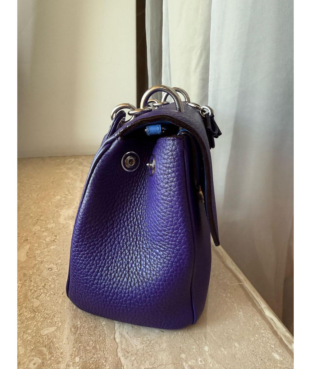 CHRISTIAN DIOR Фиолетовая кожаная сумка с короткими ручками, фото 2