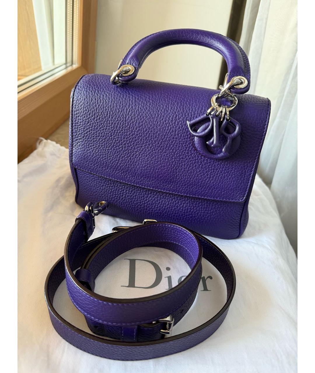 CHRISTIAN DIOR Фиолетовая кожаная сумка с короткими ручками, фото 5