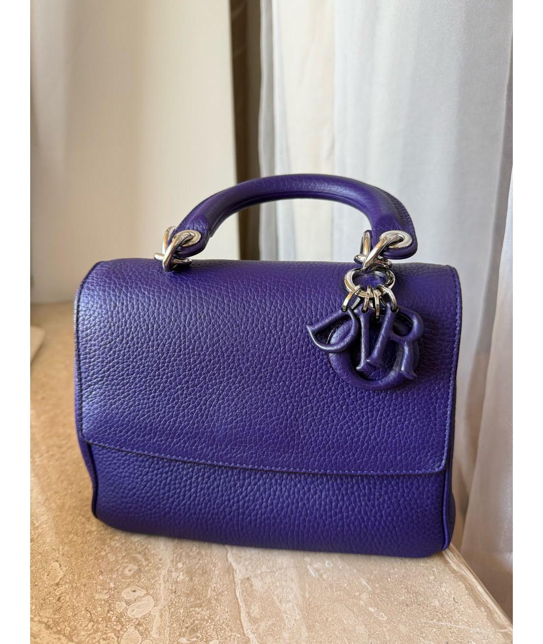 CHRISTIAN DIOR Фиолетовая кожаная сумка с короткими ручками, фото 8
