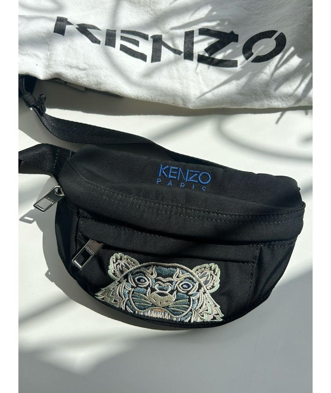 KENZO Черная синтетическая поясная сумка, фото 3