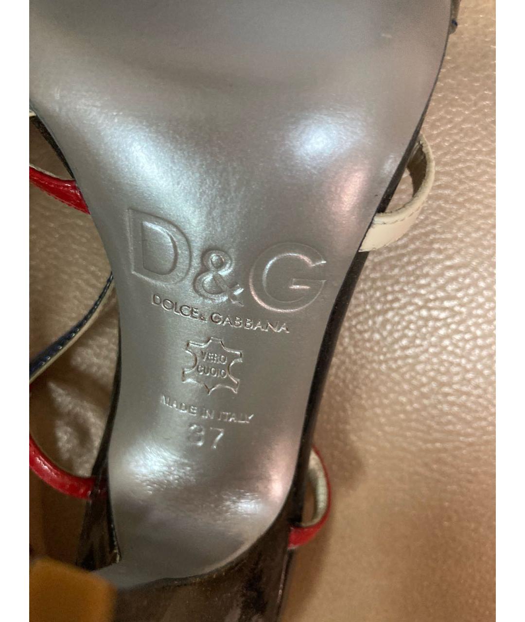 DOLCE&GABBANA Синие кожаные босоножки, фото 7