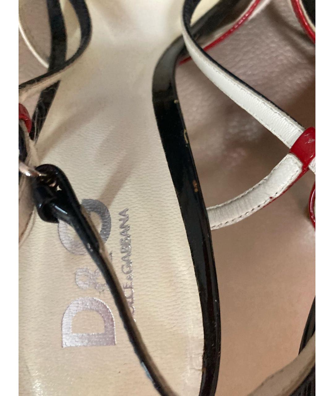 DOLCE&GABBANA Синие кожаные босоножки, фото 5