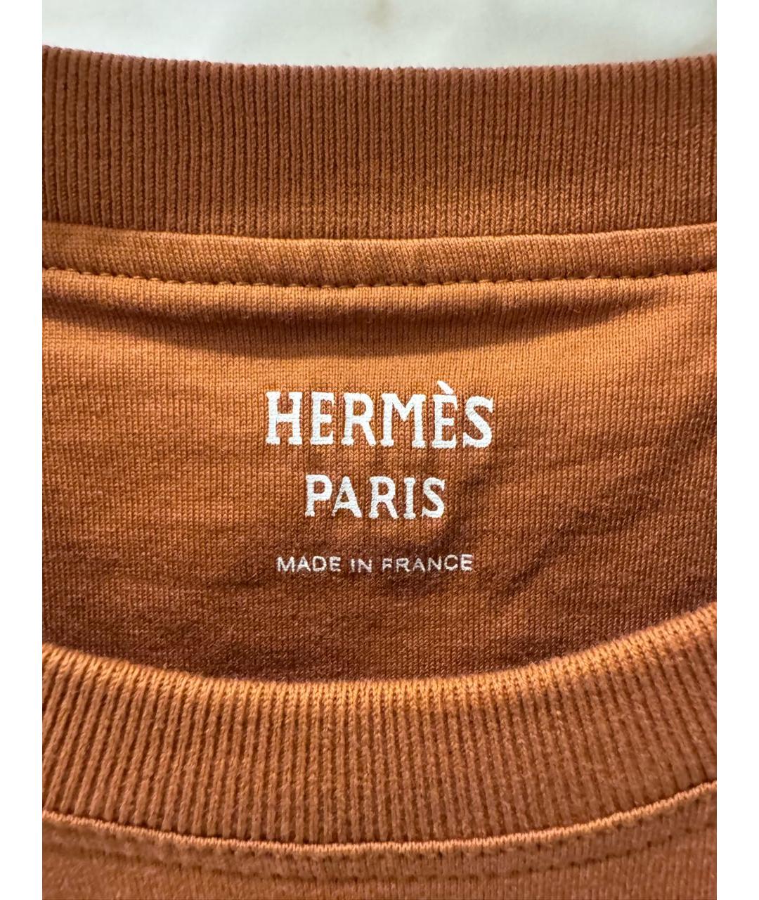 HERMES Оранжевая хлопковая майка, фото 4