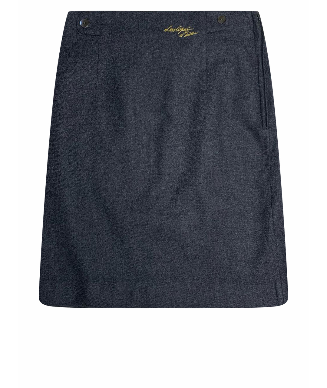 LES COPAINS Антрацитовая шерстяная юбка мини, фото 1