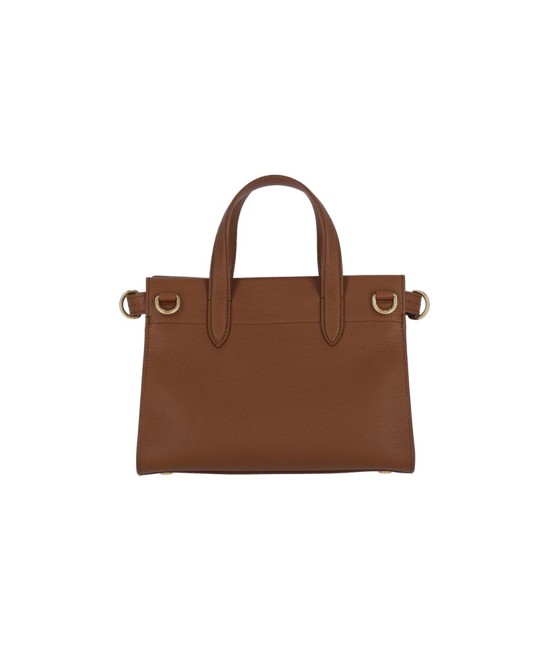 BURBERRY Коричневая кожаная сумка с короткими ручками, фото 3