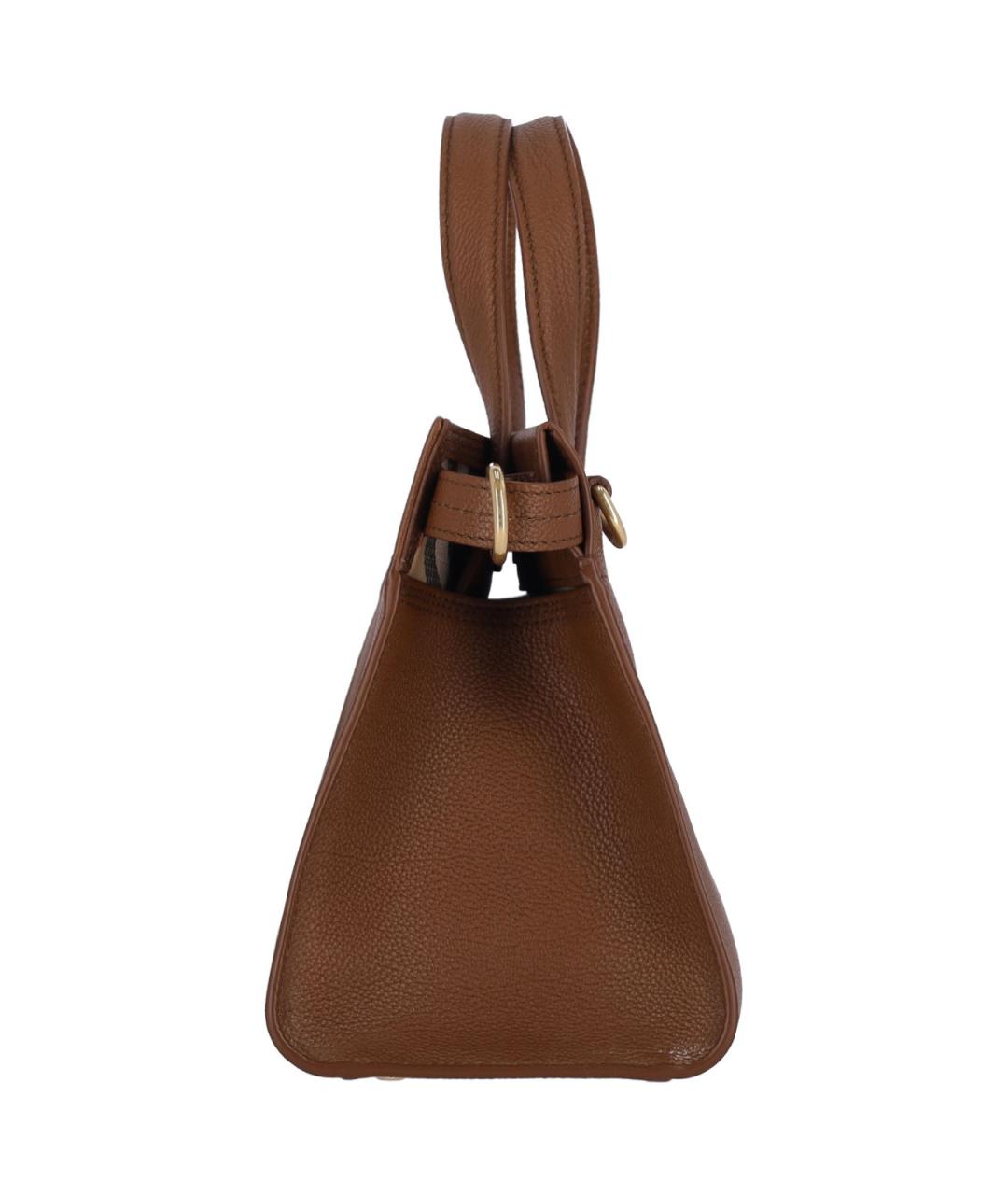 BURBERRY Коричневая кожаная сумка с короткими ручками, фото 5