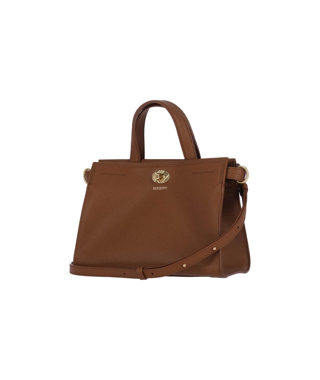 BURBERRY Коричневая кожаная сумка с короткими ручками, фото 2