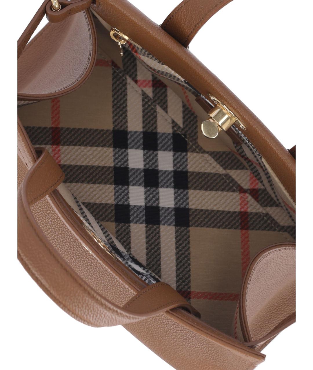 BURBERRY Коричневая кожаная сумка с короткими ручками, фото 4