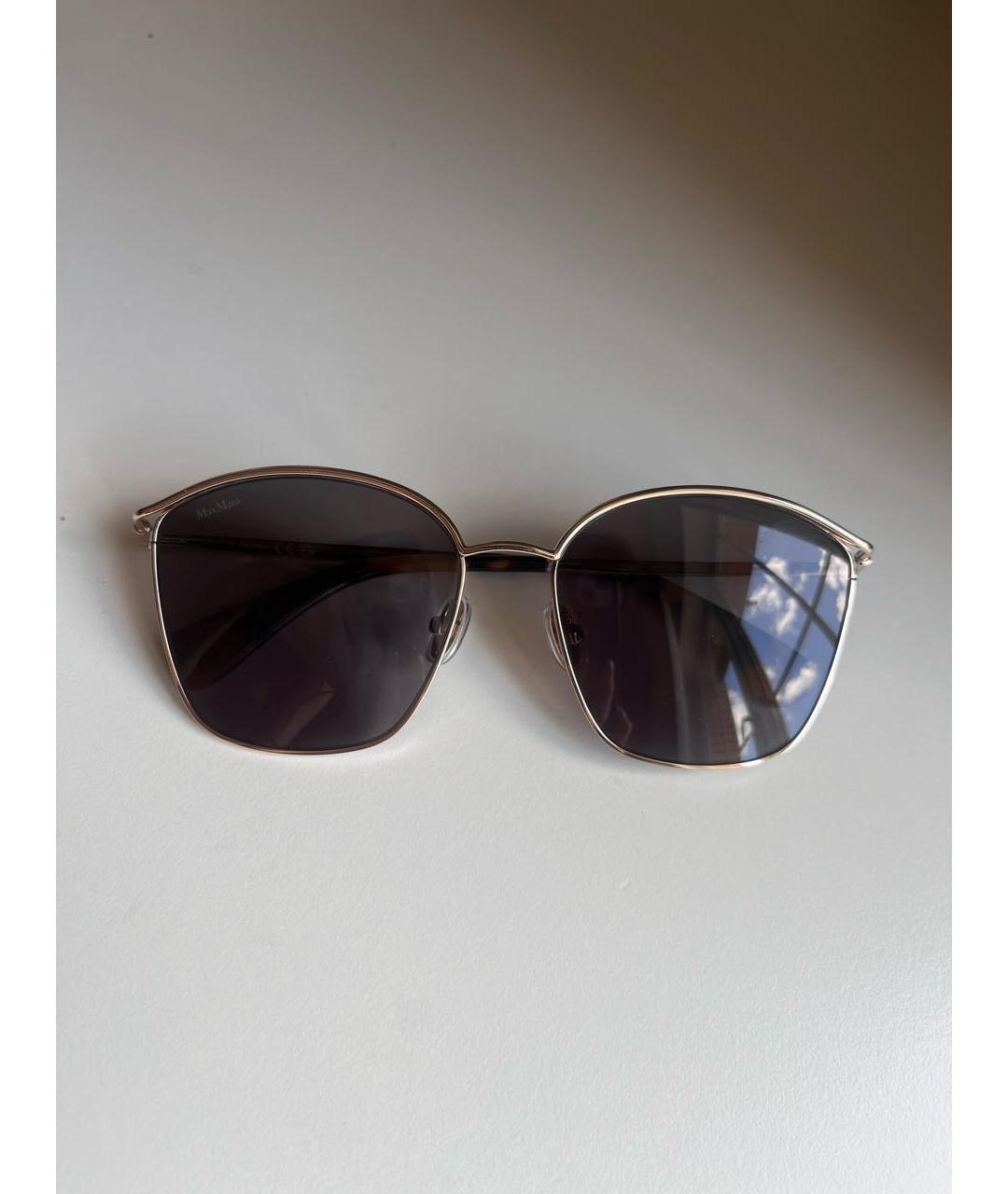 MAX MARA Золотые металлические солнцезащитные очки, фото 3